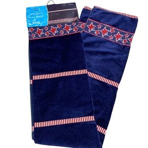 Sand N Sun Americana Red White and Blue Red Stars Big Beach Towel 40 X 70 NWT
